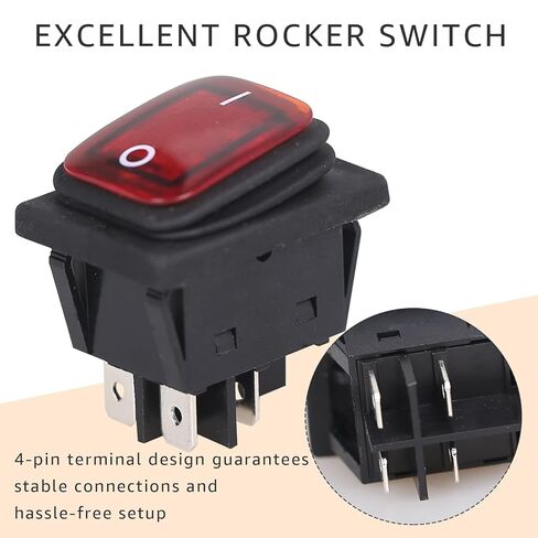 2 قطعة مفتاح هزاز مقاوم للماء 30 أمبير - تشغيل/إيقاف 4 دبابيس مع LED أحمر - 125 فولت/250 فولت تيار متردد من الدرجة البحرية مفتاح الطاقة in Kuwait