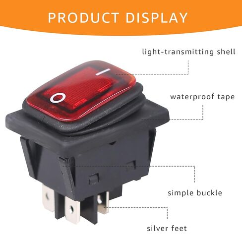 2 قطعة مفتاح هزاز مقاوم للماء 30 أمبير - تشغيل/إيقاف 4 دبابيس مع LED أحمر - 125 فولت/250 فولت تيار متردد من الدرجة البحرية مفتاح الطاقة in Kuwait