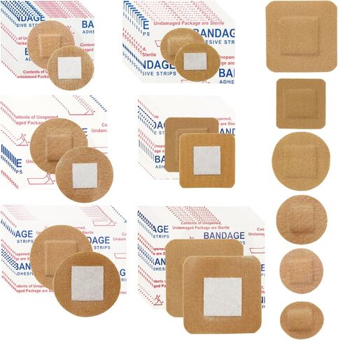 120PCS Breathable Stretch Fabric Adhesive Bandages Variety Pack 6 Sizes Round Oval Square Small Area Flexible Coverage for Face Finger Nose Toe Minor Cuts Scrapes in Saudi Arabia