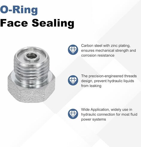 uxcell 4Pcs ORFS Hydraulic Plugs, O-Ring Face Seal Hydraulic Hose Fittings Carbon Steel with Zinc Plating Fits ORFS-06 Female Ports (11/16"-16 UN) in Saudi Arabia