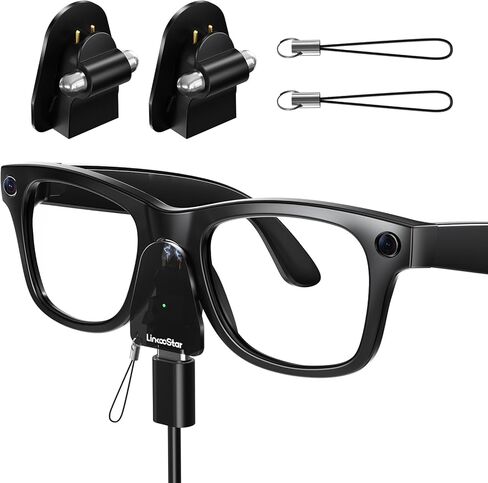 محول شحن متوافق مع Ray Ban Meta Glasses Gen 1/2 Wayfarer/Skyler/Headliner/Oakley Meta HSTN، موصل شاحن محمول لملحقات نظارات Meta مع مؤشر LED بمنفذ USB C، عبوتان in Kuwait