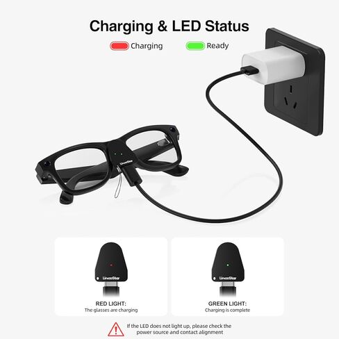 محول شحن متوافق مع Ray Ban Meta Glasses Gen 1/2 Wayfarer/Skyler/Headliner/Oakley Meta HSTN، موصل شاحن محمول لملحقات نظارات Meta مع مؤشر LED بمنفذ USB C، عبوتان in Kuwait