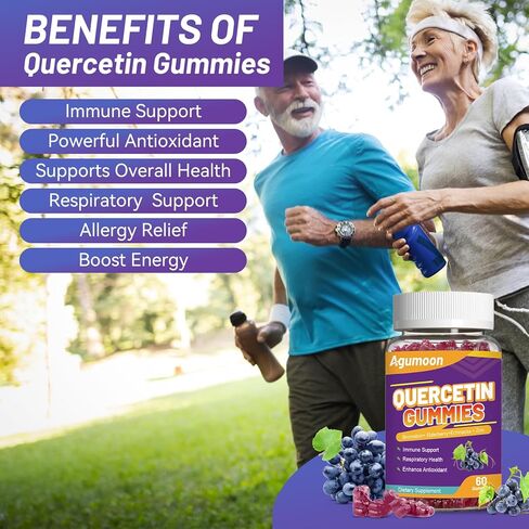2 Pack Quercetin Gummies, 1000mg Quercetin with Bromelain Zinc Elderberry, Immune & Antioxidant Support, Vegan Gummies for Adults & Kids, 120 Count in Saudi Arabia