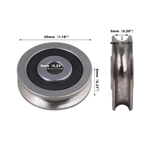 CNBTR 2PCS Bearing Steel Cable Pulley U-Shape Groove Wheel Bearing Pulley 6x30x8mm, Load-Bearing 782LBS for Industry Equipment in Saudi Arabia