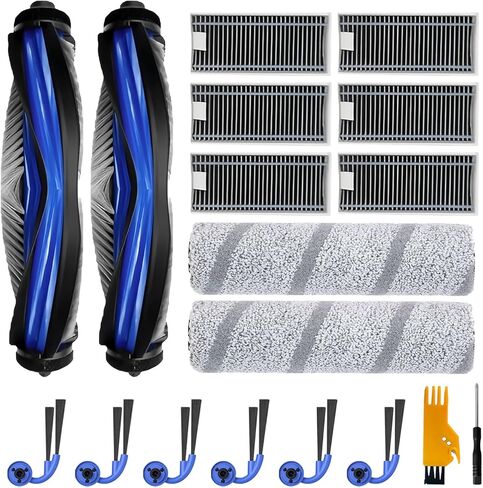 Accessories for ECOVACS DEEBOT X11 Omni Cyclone, X9 Pro Omni, X11 Pro Omni Robot Vacuum, 2 Main Brush, 6 Filters, 2 Roller Mop Pads, 6 Side Brushes, X11 Replacement 18 Pcs in Saudi Arabia