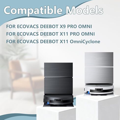 Accessories for ECOVACS DEEBOT X11 Omni Cyclone, X9 Pro Omni, X11 Pro Omni Robot Vacuum, 2 Main Brush, 6 Filters, 2 Roller Mop Pads, 6 Side Brushes, X11 Replacement 18 Pcs in Saudi Arabia