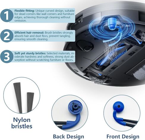 Accessories for ECOVACS DEEBOT X11 Omni Cyclone, X9 Pro Omni, X11 Pro Omni Robot Vacuum, 2 Main Brush, 6 Filters, 2 Roller Mop Pads, 6 Side Brushes, X11 Replacement 18 Pcs in Saudi Arabia