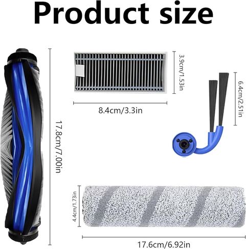 Accessories for ECOVACS DEEBOT X11 Omni Cyclone, X9 Pro Omni, X11 Pro Omni Robot Vacuum, 2 Main Brush, 6 Filters, 2 Roller Mop Pads, 6 Side Brushes, X11 Replacement 18 Pcs in Saudi Arabia
