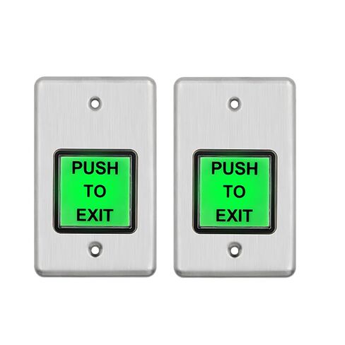 2 Pack Push to Exit Button, Stainless Steel Wall Plate Request to Exit Button with Green LED Square, Indoor Exit Access Control Switch for Door System in Saudi Arabia