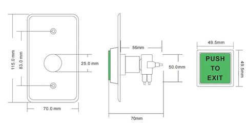 2 Pack Push to Exit Button, Stainless Steel Wall Plate Request to Exit Button with Green LED Square, Indoor Exit Access Control Switch for Door System in Saudi Arabia