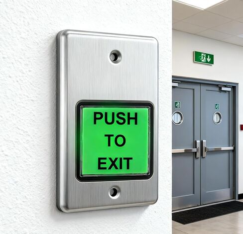 2 Pack Push to Exit Button, Stainless Steel Wall Plate Request to Exit Button with Green LED Square, Indoor Exit Access Control Switch for Door System in Saudi Arabia
