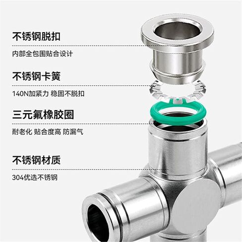 304 Stainless Steel Pneumatic Quick Plugs Connector Air Tube Five Way PK8/four-way PZA6 1Pcs(PK8) in Saudi Arabia