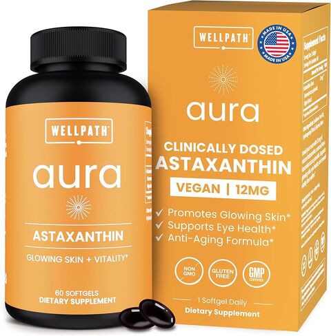 Astaxanthin Supplements 12mg | Vegan Astaxanthin Softgels from Microalgae | Antioxidant for Skin Hydration, Elasticity & Radiant Glow | Non-GMO, Vegan, Made in USA | 2 Month Supply, 60 Softgels in Saudi Arabia