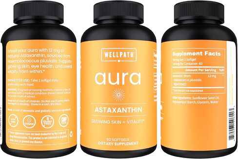 Astaxanthin Supplements 12mg | Vegan Astaxanthin Softgels from Microalgae | Antioxidant for Skin Hydration, Elasticity & Radiant Glow | Non-GMO, Vegan, Made in USA | 2 Month Supply, 60 Softgels in Saudi Arabia