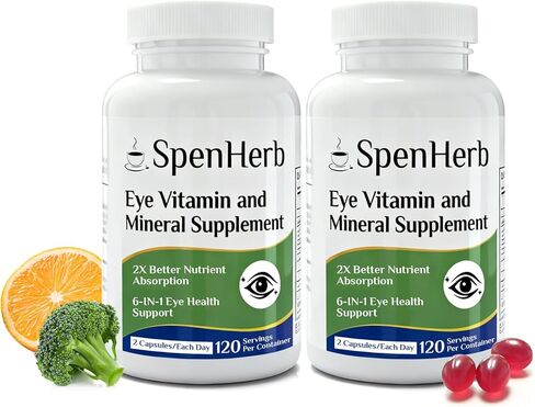 Eye Vitamin and Mineral Supplement Vision Support 120 Vegan Soft Gels, Contains Lutein, Zeaxanthin, Vitamin C & E, Zinc, Copper, Eye Health Supplements for Adults, 1 Pack in Saudi Arabia