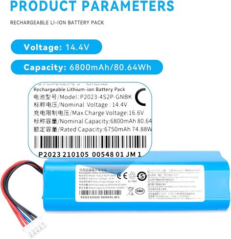 6800mAh Vacuum Battery Replacement for Yeedi Vac 2 pro, Vac 2 Robot Vacuum, Vac Max Robot, Vac Robot Vacuum, Vac Hybrid, Vac Station Vacuum Cleaner S10-LI-144-5200 in Saudi Arabia