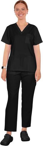 Solid Scrub Sets quick-drying short-sleeve surgical wear for women, workwear for nurses and veterinary clinics. in Saudi Arabia