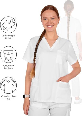 Solid Scrub Sets quick-drying short-sleeve surgical wear for women, workwear for nurses and veterinary clinics. in Saudi Arabia