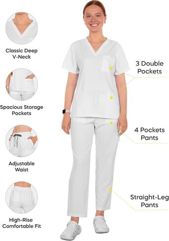 Solid Scrub Sets quick-drying short-sleeve surgical wear for women, workwear for nurses and veterinary clinics. in Saudi Arabia