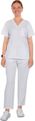 Solid Scrub Sets quick-drying short-sleeve surgical wear for women, workwear for nurses and veterinary clinics. in Saudi Arabia