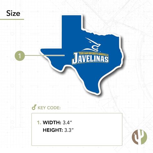 ملصق جامعة Desert Cactus Texas A&M Kingsville TAMUK Javelinas ملصق حائط من الفينيل‏ للكمبيوتر المحمول وزجاجة مياه وقصاصات السيارة (ملصق حدود الولاية) in Saudi Arabia