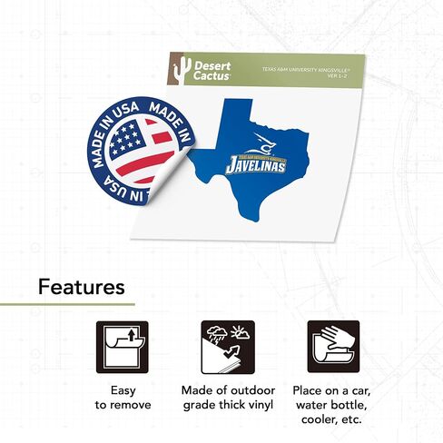 ملصق جامعة Desert Cactus Texas A&M Kingsville TAMUK Javelinas ملصق حائط من الفينيل‏ للكمبيوتر المحمول وزجاجة مياه وقصاصات السيارة (ملصق حدود الولاية) in Saudi Arabia