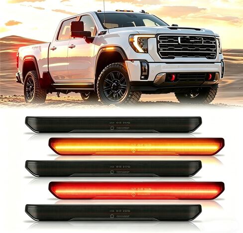 4PCS Smoked Lens LED Side Marker Lights replacement for 2020-2024 GMC Sierra 2500HD 3500HD, Amber Front & Rear Fender Lamp Assembly Replacement Kit Indicator in Saudi Arabia
