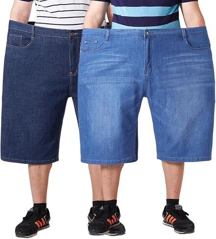 XYGJZ Jean Shorts for Men Strech Big and Tall Relaxed Loose Fit Straight Leg Baggy Denim Shorts Big Size 30-56 in Kuwait