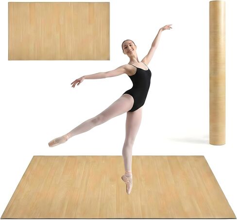 4Ft x 6Ft 5mm Natural Wood-Colored Dance Mat for Adults, Durable Non-Slip PVC Material, Portable Practice Flooring for Ballet, Jazz, and Pop Dance, Suitable for Home, Studio, or Practice in Saudi Arabia