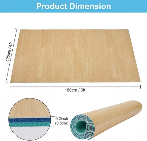 4Ft x 6Ft 5mm Natural Wood-Colored Dance Mat for Adults, Durable Non-Slip PVC Material, Portable Practice Flooring for Ballet, Jazz, and Pop Dance, Suitable for Home, Studio, or Practice in Saudi Arabia
