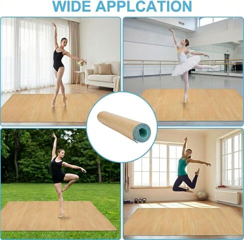 4Ft x 6Ft 5mm Natural Wood-Colored Dance Mat for Adults, Durable Non-Slip PVC Material, Portable Practice Flooring for Ballet, Jazz, and Pop Dance, Suitable for Home, Studio, or Practice in Saudi Arabia