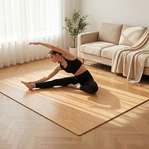 4Ft x 6Ft 5mm Natural Wood-Colored Dance Mat for Adults, Durable Non-Slip PVC Material, Portable Practice Flooring for Ballet, Jazz, and Pop Dance, Suitable for Home, Studio, or Practice in Saudi Arabia