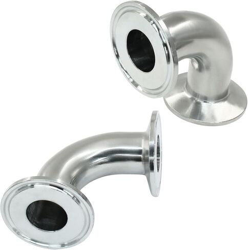 Hordion 2 Pack 1" Tube OD Sanitary Ferrule Elbow, 90 Degree Pipe Fitting with 4 Rubber Gaskets Tri Clamp 1.5 Inch in Saudi Arabia