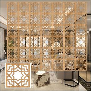 TIST Home Partition Decoration Folding Privacy Screen Room Divider Wood Plastic Living Room Divider Screen, Hollow Screen Decoration Hanging Room Dividers(Natural B,100Pcs) in Kuwait