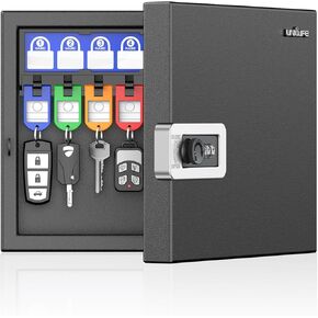 Uniclife 16 Keys Key Lock Box, Wall Mount Key Box, Key Cabinet, Car Key Organizer with Writable Key Racks and Tags, Security Key Holder Storage Box for Office, Black in Kuwait