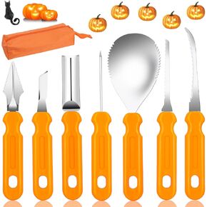 Halloween Pumpkin Carving Tools Kit, Professional and Heavy Duty Stainless Steel Pumpkin Cutter Knife Saw Scoop Tools Set for Kids or Adults, 7Pcs Carving Set for Halloween Decoration Jack-O-Lanterns in Saudi Arabia