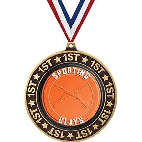 Sporting Clays 1st Place Perimeter Medal Gold, 2.75" Sporting Clays Prizes, Kids Sporting Clays Trophy Medal Awards Prime in Saudi Arabia