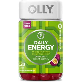 OLLY Daily Energy Gummy، إنتاج الطاقة الخلوية الخالية من الكافيين، * فيتامين ب12، مرافق الإنزيم Q10، توت الغوجي، مكمل غذائي قابل للمضغ للبالغين، بنكهة العاطفة الاستوائية، كمية تكفي 60 يومًا - 120 قطعة in Kuwait