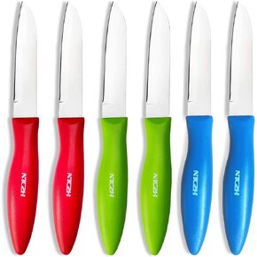 Classic Paring Knives with Straight Edge, Spear Point Color Paring Knife Set of 6, Fruit and Vegetable Knife, Ultra Sharp Kitchen Knives, German Steel, PP Plastic Handle, red/Green/Blue in Saudi Arabia