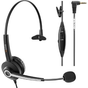 Wantek Phone Headset 2.5mm Jack with Microphone & Volume Control, Noise Cancelling Telephone Headsets for Panasonic Vtech AT&T, Cisco, Polycom, Gigaset Cordless Landline Office Phones in Saudi Arabia