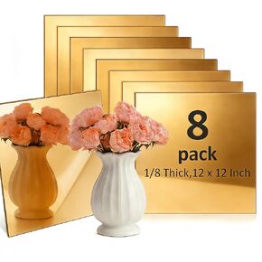 JMIATRY 8PCS Gold Acrylic Mirror Sheets 1/8 Thick,12 x 12 Inch Golden Mirror Acrylic Sheets 3 mm Plastic Mirrors Sheet Panels Mirrors Reflective Plexiglass Sheet for DIY Crafts, with Protective Film in Saudi Arabia