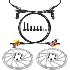 4 E4 Bike Disc Brake Kit MTB Brakes Set with 180mm Rotors,Left Rear 1550mm & Right Front 850mm Aluminum Alloy Lever Adapter for Ebike/Folding Bike/Scooter/Fat Bike (Horizontal Cylinder Version Purple) in Saudi Arabia