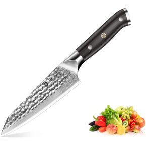 BRODARK Paring Knife, Damascus Utility Knife 5 inch, Japanese VG10 Steel Core Ultra Sharp Peeling Knife with Ebony Handle, Hand Made with Gift Box, Holiday Gifts in Saudi Arabia