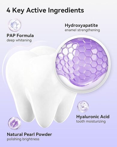Pap Teeth Whitening Toothpaste, Hydroxyapatite Enamel Repair for Sensitive Teeth & Gums, Fluoride-Free, 28 Days Brightening, Flower Mint, 2.6oz (Pack of 4) in Saudi Arabia