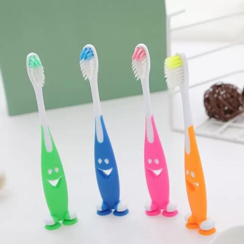 Newday 100 Pack Kids Toothbrush Bulk Soft Bristles Toddler Cute Toothbrush with Suction Cup, Includes Travel Covers, Individually Wrapped Toothbrushes for Kid Home School Daycare Camp (Shark) in Saudi Arabia