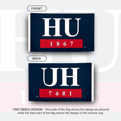 Desert Cactus Howard University HU Flag - 3 x 5 Feet Bison Banner, Indoor/Outdoor Durable Fabric, 100% Polyester Design (Style 2a) in Saudi Arabia