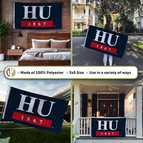 Desert Cactus Howard University HU Flag - 3 x 5 Feet Bison Banner, Indoor/Outdoor Durable Fabric, 100% Polyester Design (Style 2a) in Saudi Arabia