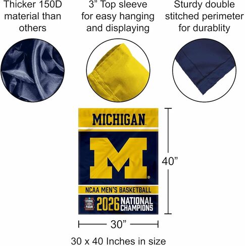 Michigan Team University Wolverines 2026 Basketball National Champions Double Sided House Banner Flag in Saudi Arabia