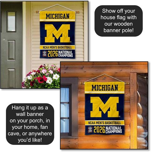Michigan Team University Wolverines 2026 Basketball National Champions Double Sided House Banner Flag in Saudi Arabia