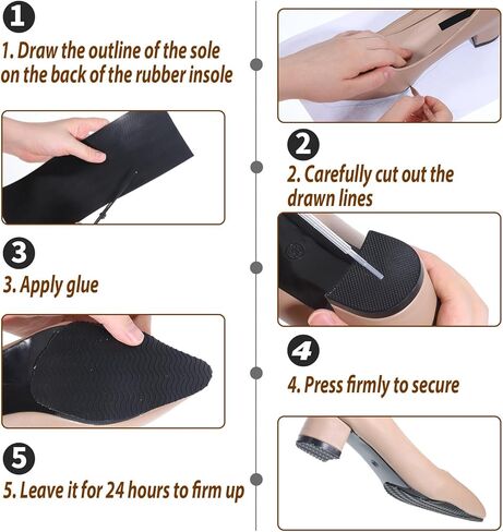 2 Pack Shoe Bottom Protector Shoe Sole Protector Adhesive Shoes Grips on Bottom of Shoes Non Slip Pads for Women & Men Heels Trainers Treads Boots (10.6 x 3.9inches, Black) in Saudi Arabia